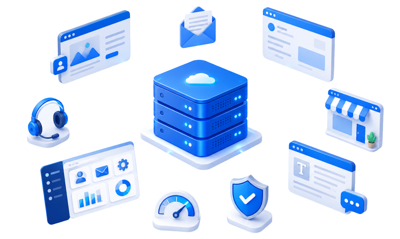 Shared hosting benefits network illustration